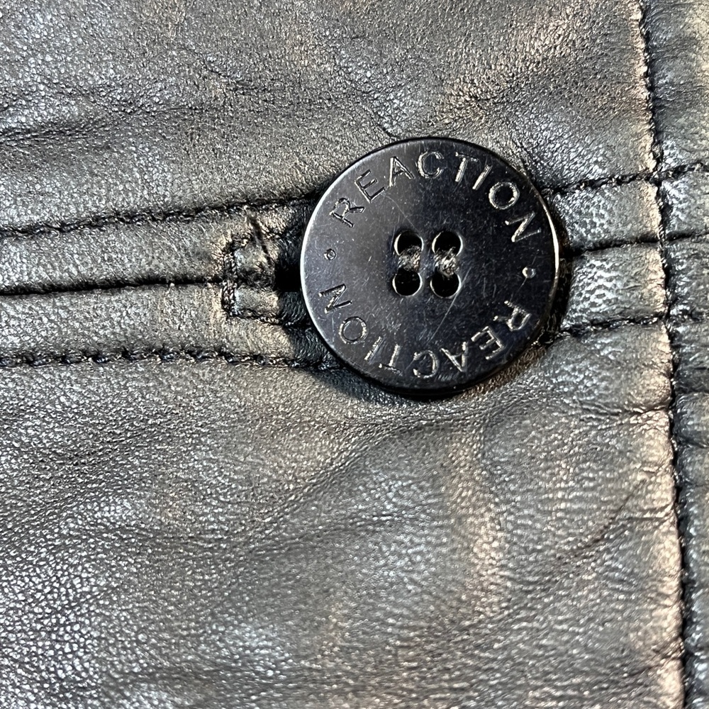 Kenneth Cole Reaction Vintage Black Leather Jacket XS - Picture 4 of 13